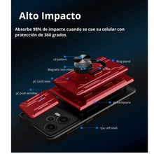 Cargar imagen en el visor de la galería, Funda Uso Rudo Con Soporte Anillo y Tarjetero Card Slot Bumper Para Moto G14