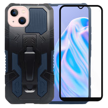 Cargar imagen en el visor de la galería, Funda Uso Rudo Para iPhone 13 Mini Con Soporte Robot Clip Case más mica 9D 2pz