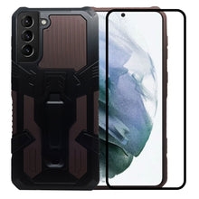 Cargar imagen en el visor de la galería, Funda de Uso Rudo Para Samsung S21 Plus Con Soporte Robot Clip Case Más Mica 9D 2pz