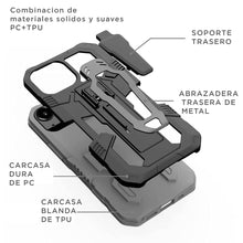 Cargar imagen en el visor de la galería, Funda de Uso Rudo Para iPhone 13 Pro Max Con Soporte Robot Clip Case Más Mica 9D 2pz