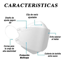 Cargar imagen en el visor de la galería, CUBREBOCAS KF94 BLANCO de 50 Piezas