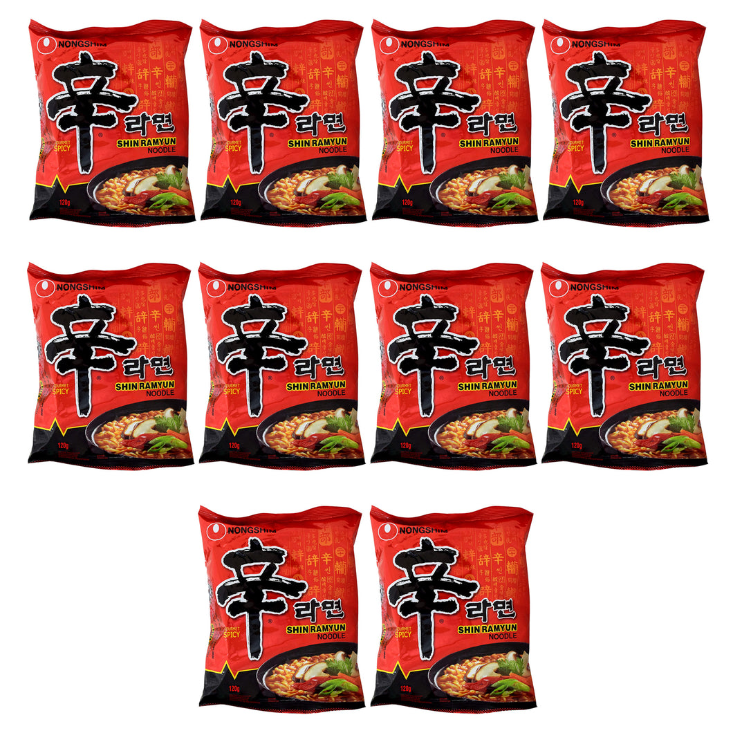 Sopa Instantáneo Ramen Picante Coreano Shin Ramen 10 Bolsas