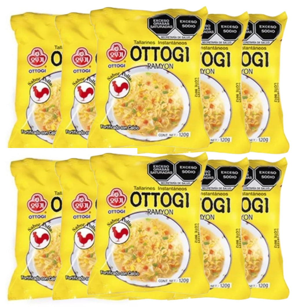 Sopa Instantánea Ramen Coreana Picante Ottogi Sabor Caldo de Pollo 10 Piezas