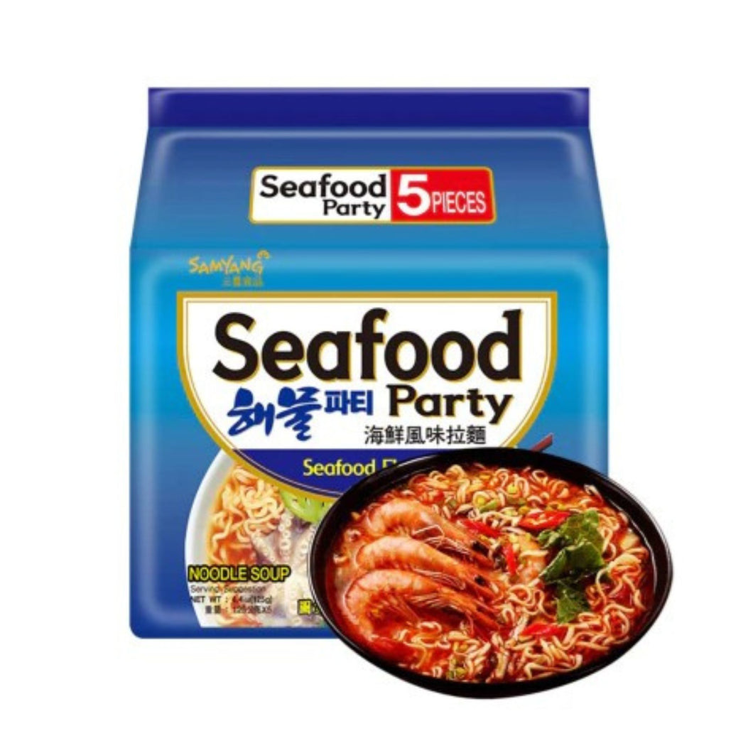 Sopa Instantánea Ramen Coreana Sea Food Party Sabor Caldo de Mariscos de 5 Piezas