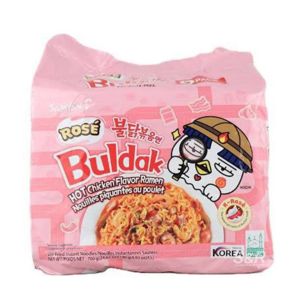 Sopa Instantánea Ramen Coreana Buldak Sabor de Rose 5 Bolsas