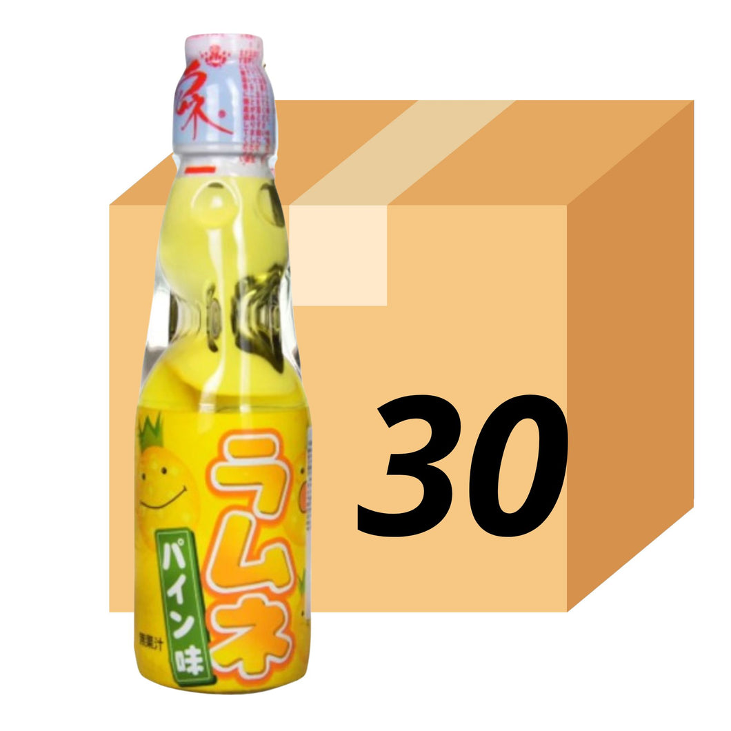 Bebida Ramune Hata Gaseoso Con Canica Vidrio Sabor De Piña 200ml 30 Botellas