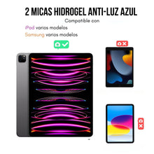 Cargar imagen en el visor de la galería, 2 Micas de Hidrogel con Filtro Blue Light para Tablet Samsung Tab 4 7.0
