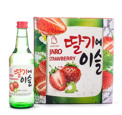 Bebida Coreana Licor Jinro Soju Chamiseul Sabor de Fresa 20 Botella 1 caja