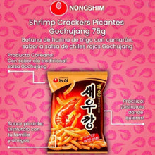 Cargar imagen en el visor de la galería, Botana Galleta Coreana Nongshim Camaron Picante Snack Harina con Salda 75g 5pzs
