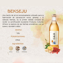 Cargar imagen en el visor de la galería, Licor Tradicional Coreano Bakseju Con Ginseng y Nuruk y Arroz 3 botellas
