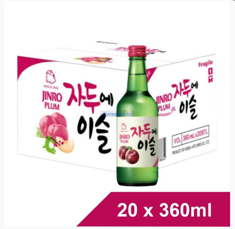 Bebida Coreana Licor Jinro Soju Chamiseul Sabor de Ciruela 20 Botella 1 caja