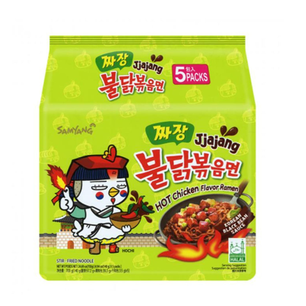 Sopa Instantánea Ramen Coreana Buldak Sabor de Jjajang Dulce Picante 5 Bolsas