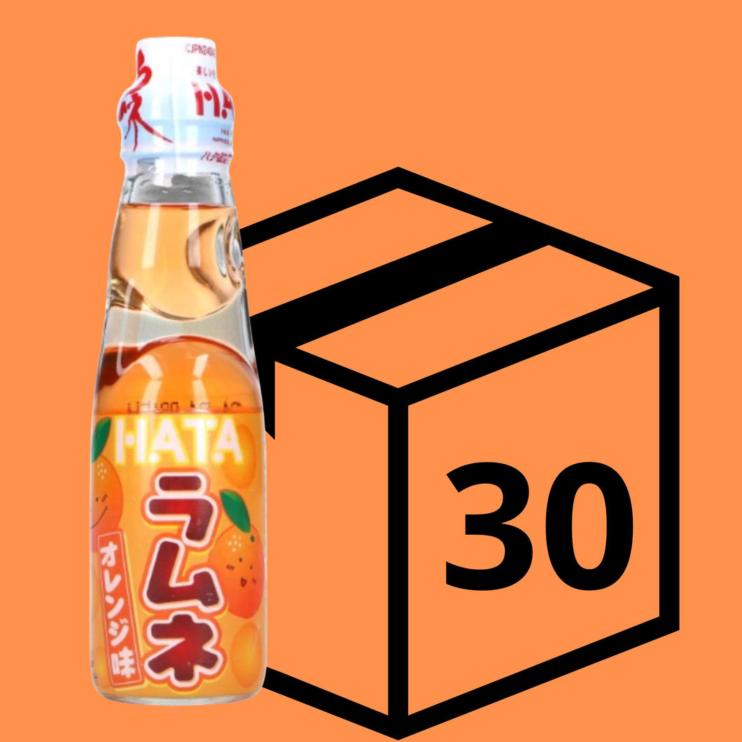 Bebida Ramune Hata Gaseoso Con Canica Vidrio Sabor De Nalanja 200ml 30 Botellas