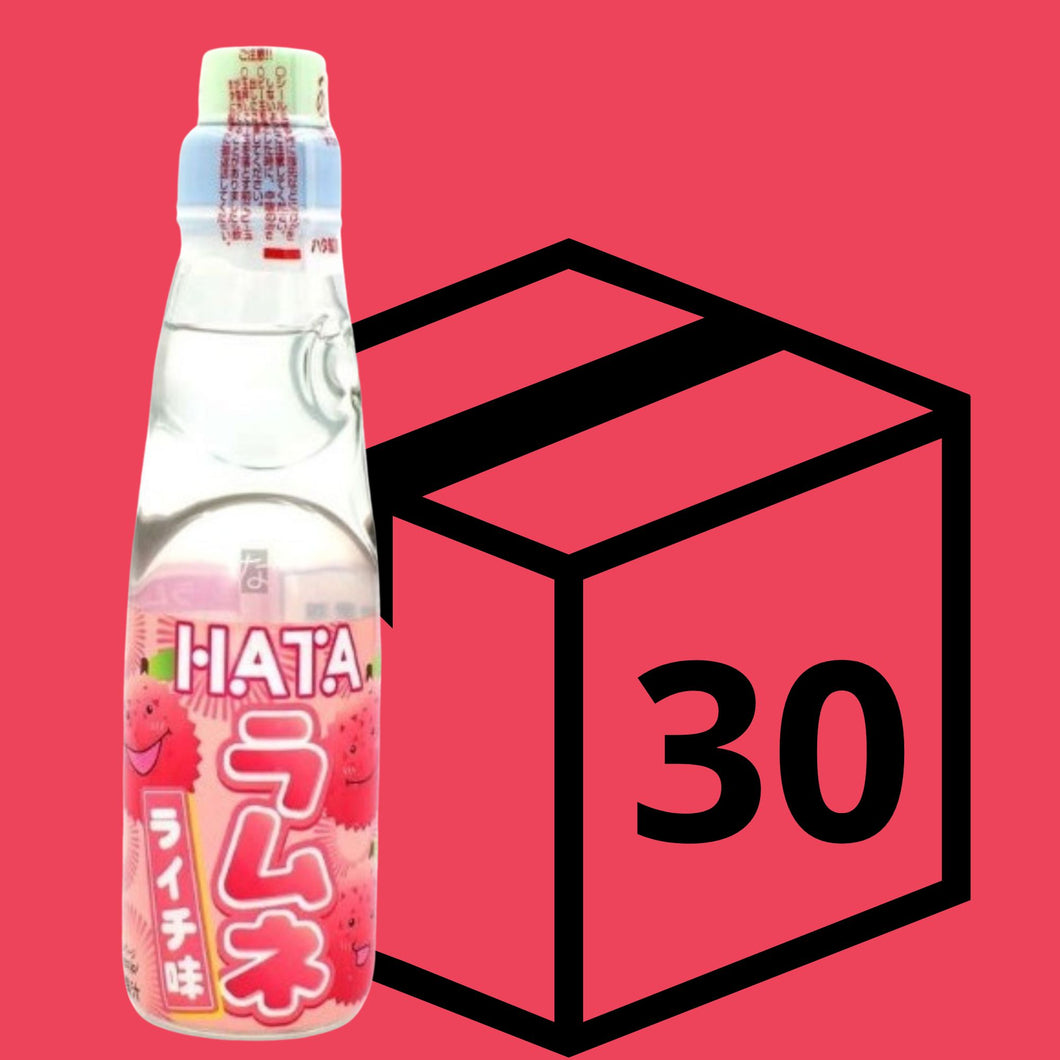 Bebida Ramune Hata Gaseoso Con Canica Vidrio Sabor De Lichi 200ml 30 Botellas