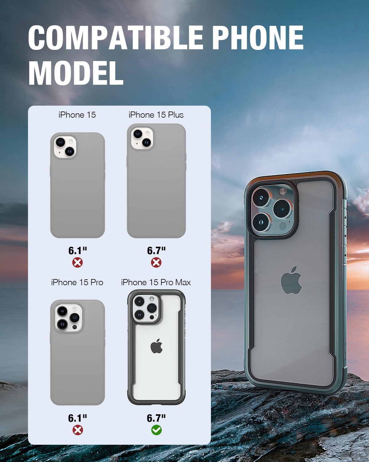 Funda Uso Rudo Silicon Rainbow Magsafe para iPhone 15 Pro Max