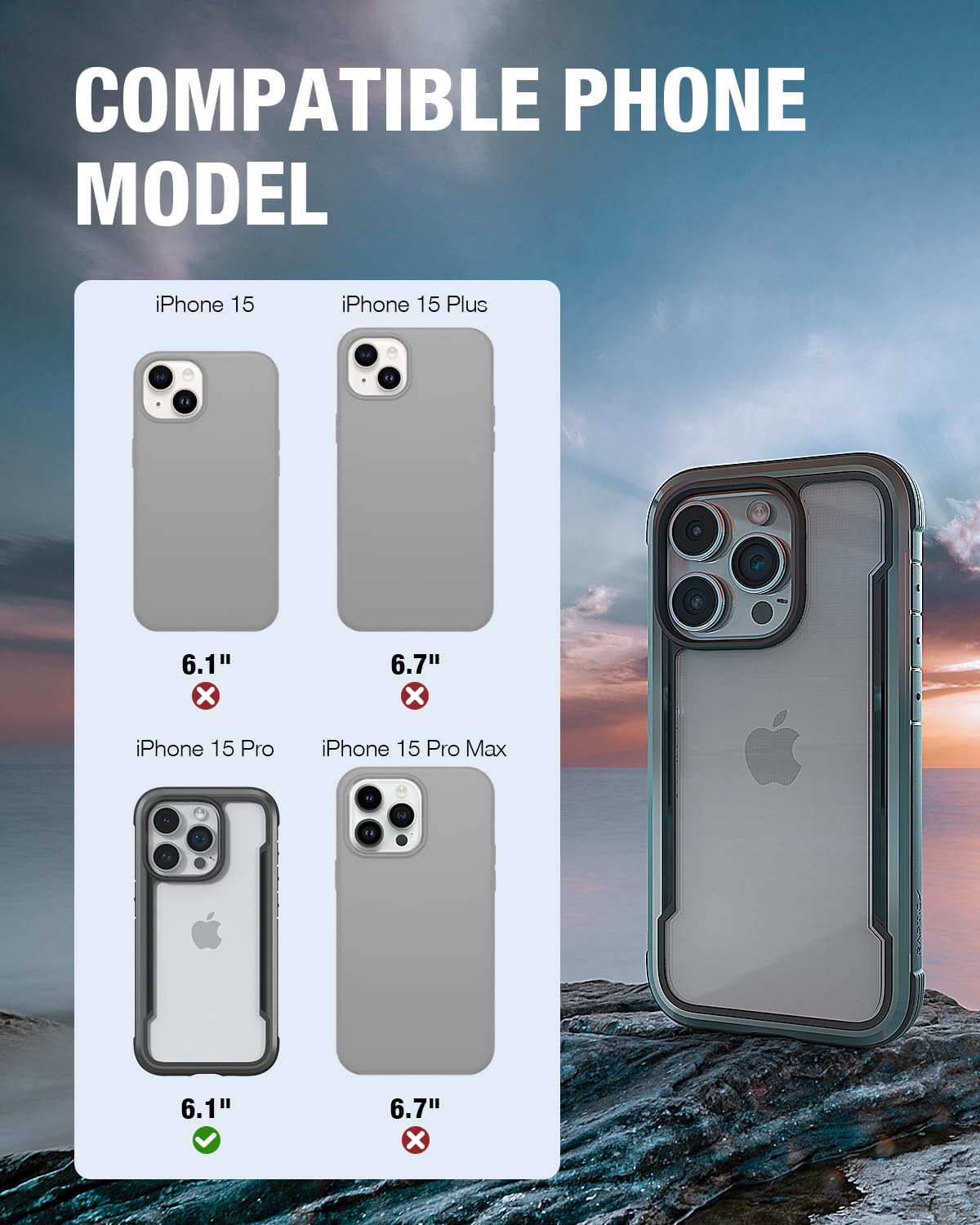 Funda de aluminio para iPhone 15 Pro, Plata