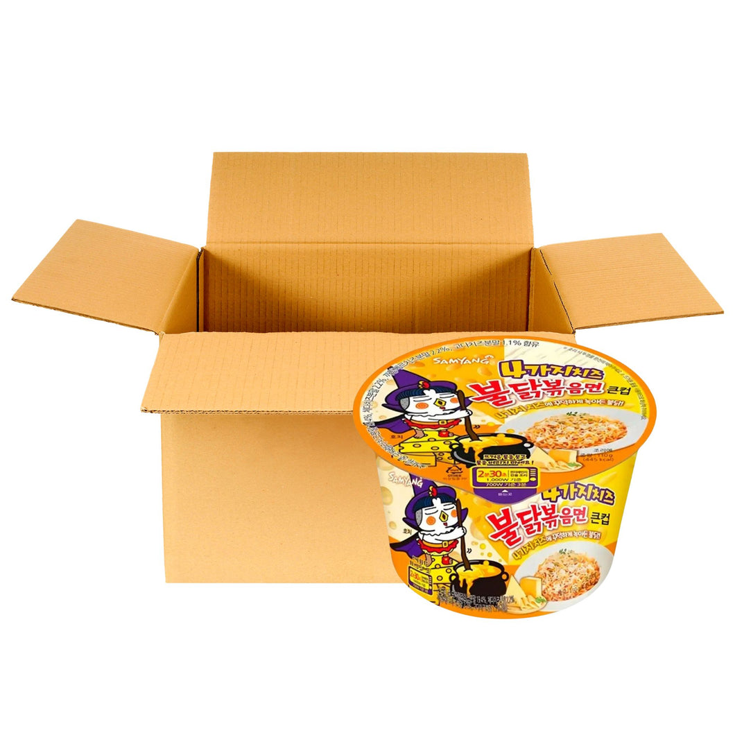 Sopa Instantánea Ramen Coreana Buldak Big Bowl Sabor 4 Quesos de 16 Piezas