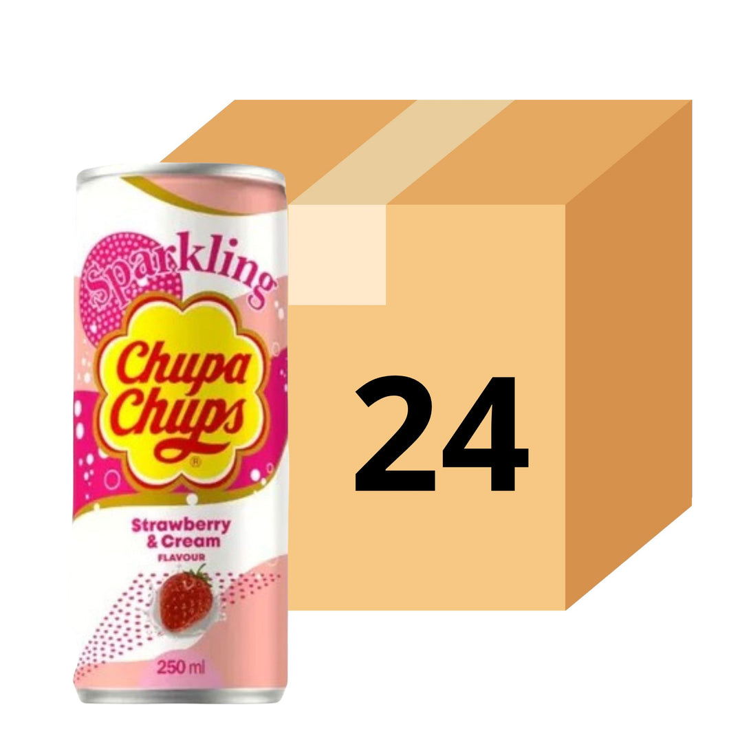 Bebida Coreana Chupa Chups Gaseoso Sabor De Fresa Cremosa 24 Latas