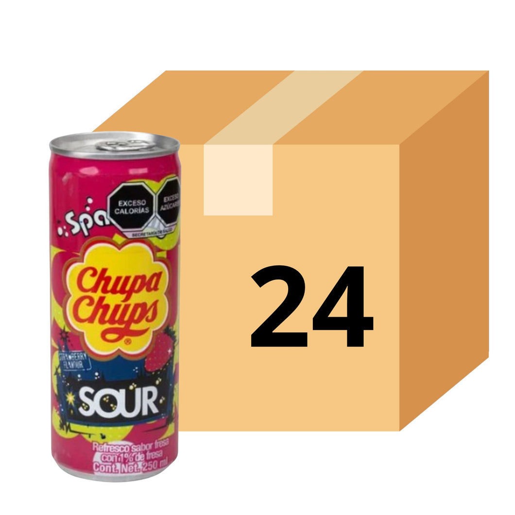 Bebida Coreana Chupa Chups Gaseoso Sabor De Fresa Sour 24 Latas