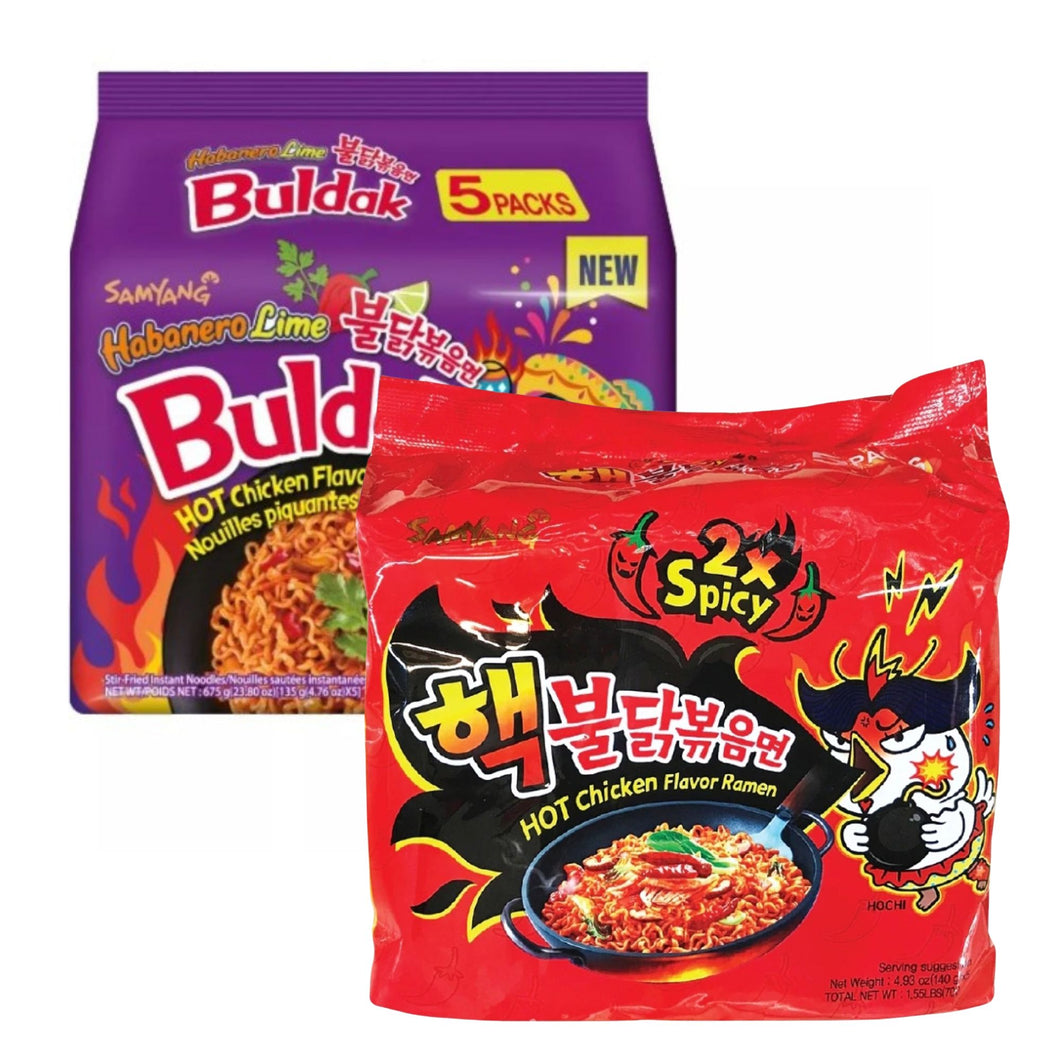 Sopa Instantánea Ramen Coreana Buldak Surtidos 10 Piezas X2 Picante y Habanero