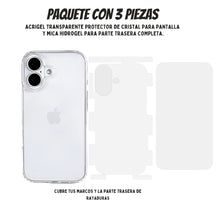 Cargar imagen en el visor de la galería, ATTI Kit de Protección 360 Grados para Series iPhone 17, Funda Transparente Acrigel con Mica Cristal Templado 9D de Frontal de la Pantalla, Mica Hidrogel de Trasera y Costado,3 Piezas
