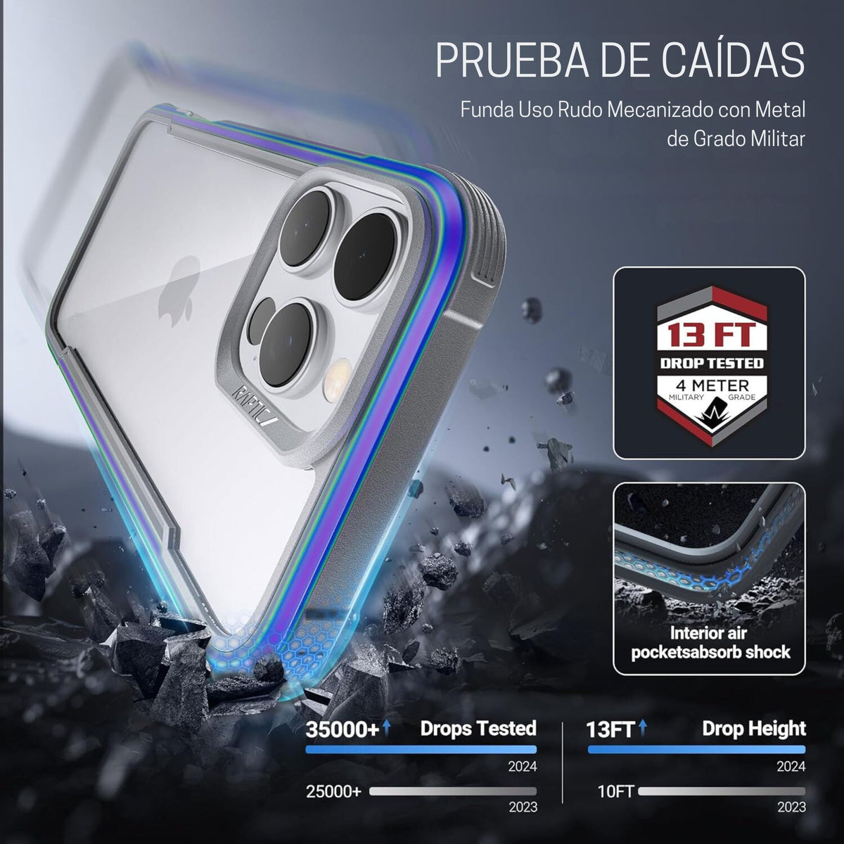 Raptic Shield Uso Rudo con Marco Aluminio para iPhone 16 Pro Max – ATTI ...