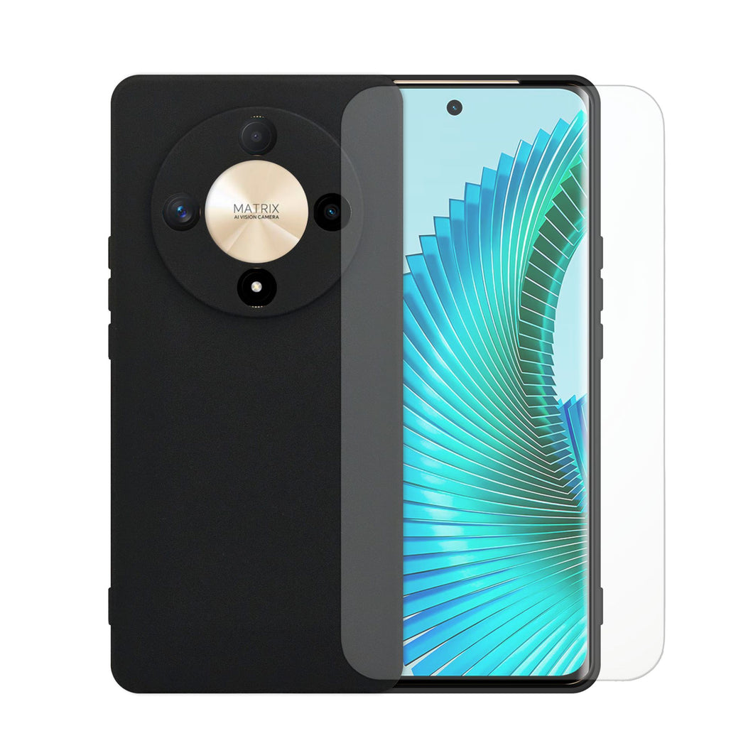 Funda De Silicon Matte Suave Molan Cano Para Honor  magic 6 Lite y 1 Pieza De Mica HD