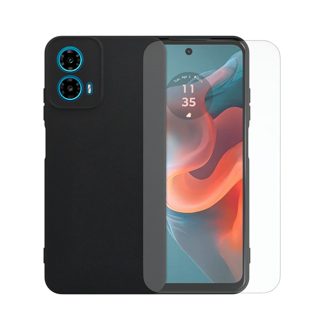 Funda De Silicon Matte Suave Molan Cano Para  Moto G34 y 1 Pieza De Mica HD