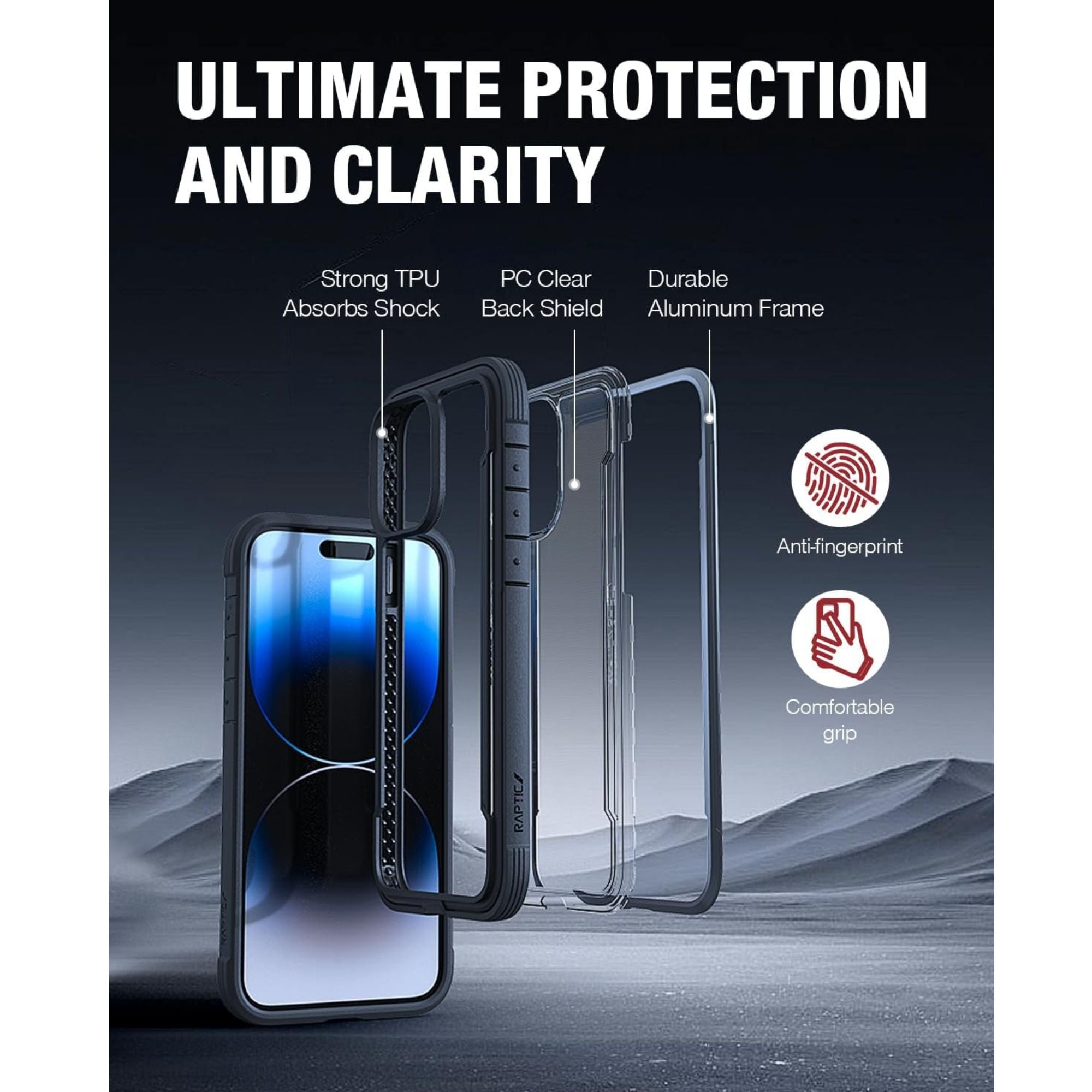 Funda De Uso Rudo Raptic Shield Color Negro De Aluminio Para Iphone 12 Pro  Max Black