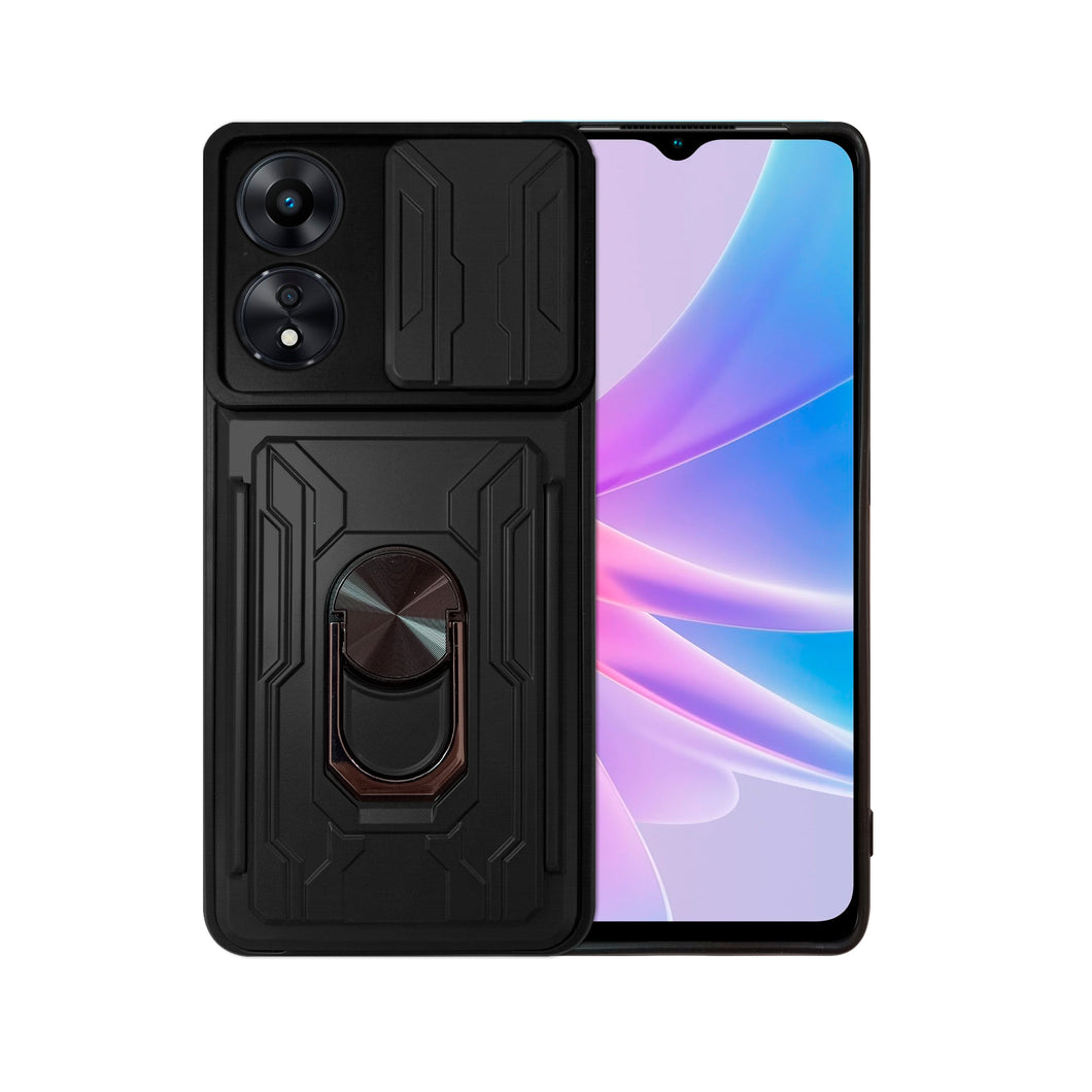 Funda Uso Rudo Con Soporte Anillo y Tarjetero Card Slot Bumper Para Oppo A78