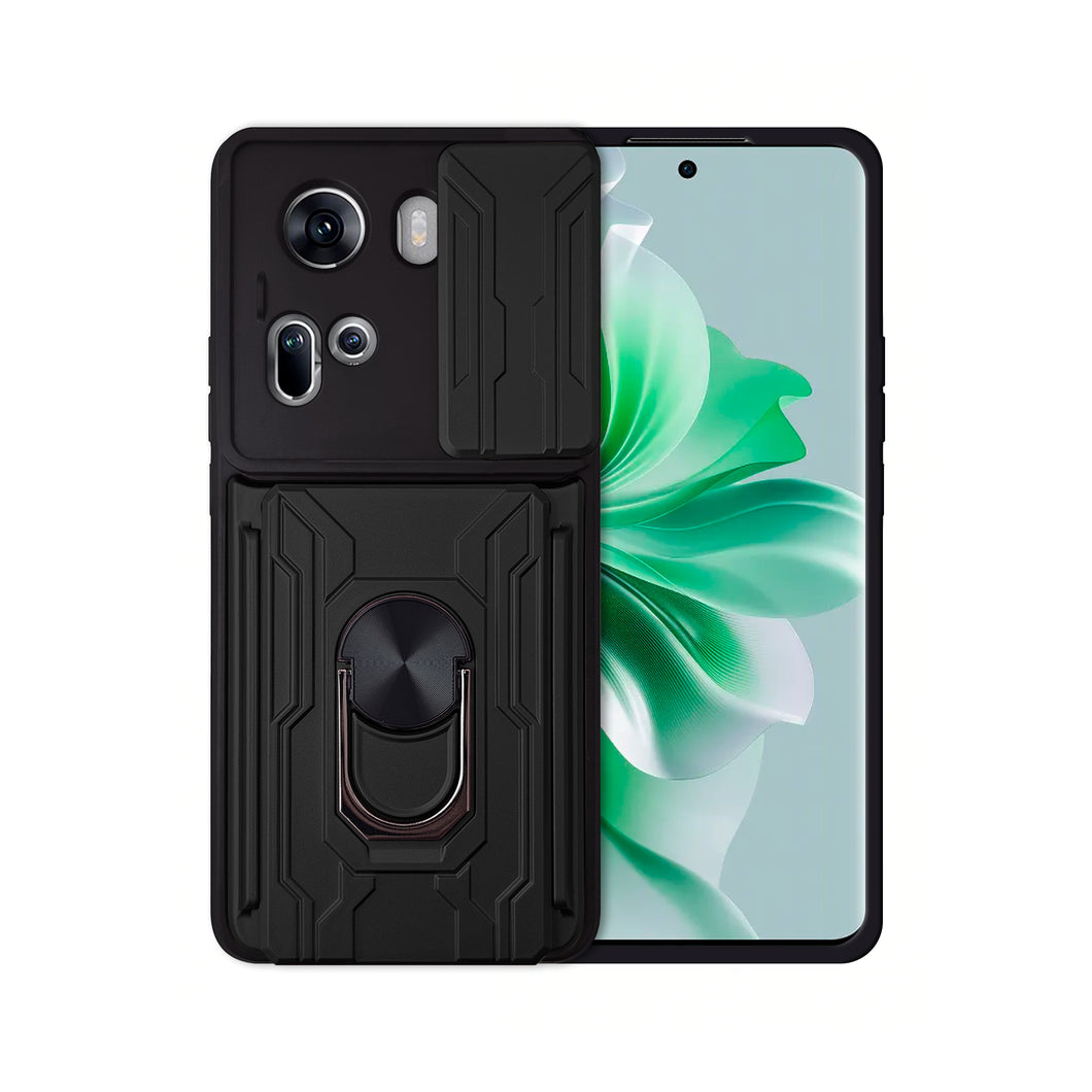 Funda Uso Rudo Con Soporte Anillo y Tarjetero Card Slot Bumper Para Oppo Reno 11