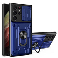 Funda Uso Rudo Con Soporte Anillo y Tarjetero Card Slot Bumper Para Samsung S23 Ultra
