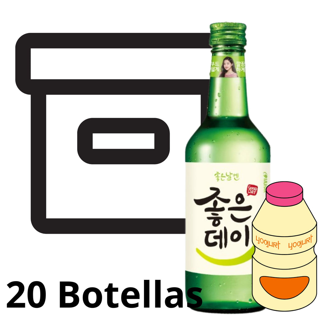 Bebida Coreana Licor Buen Día Sojo Sabor de Yougurt 20 Botellas