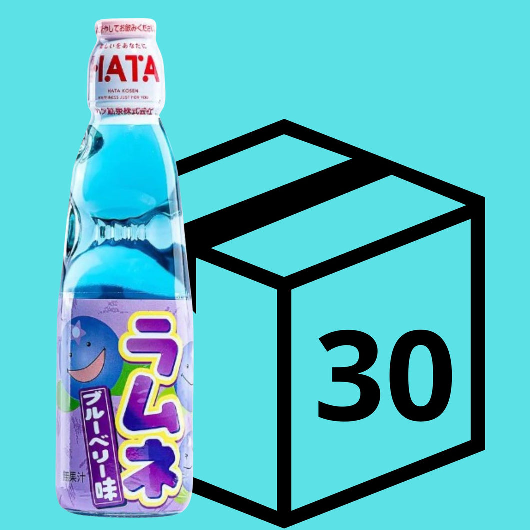 Bebida Ramune Hata Gaseoso Con Canica Vidrio Sabor De Arandano 200ml 30 Botellas