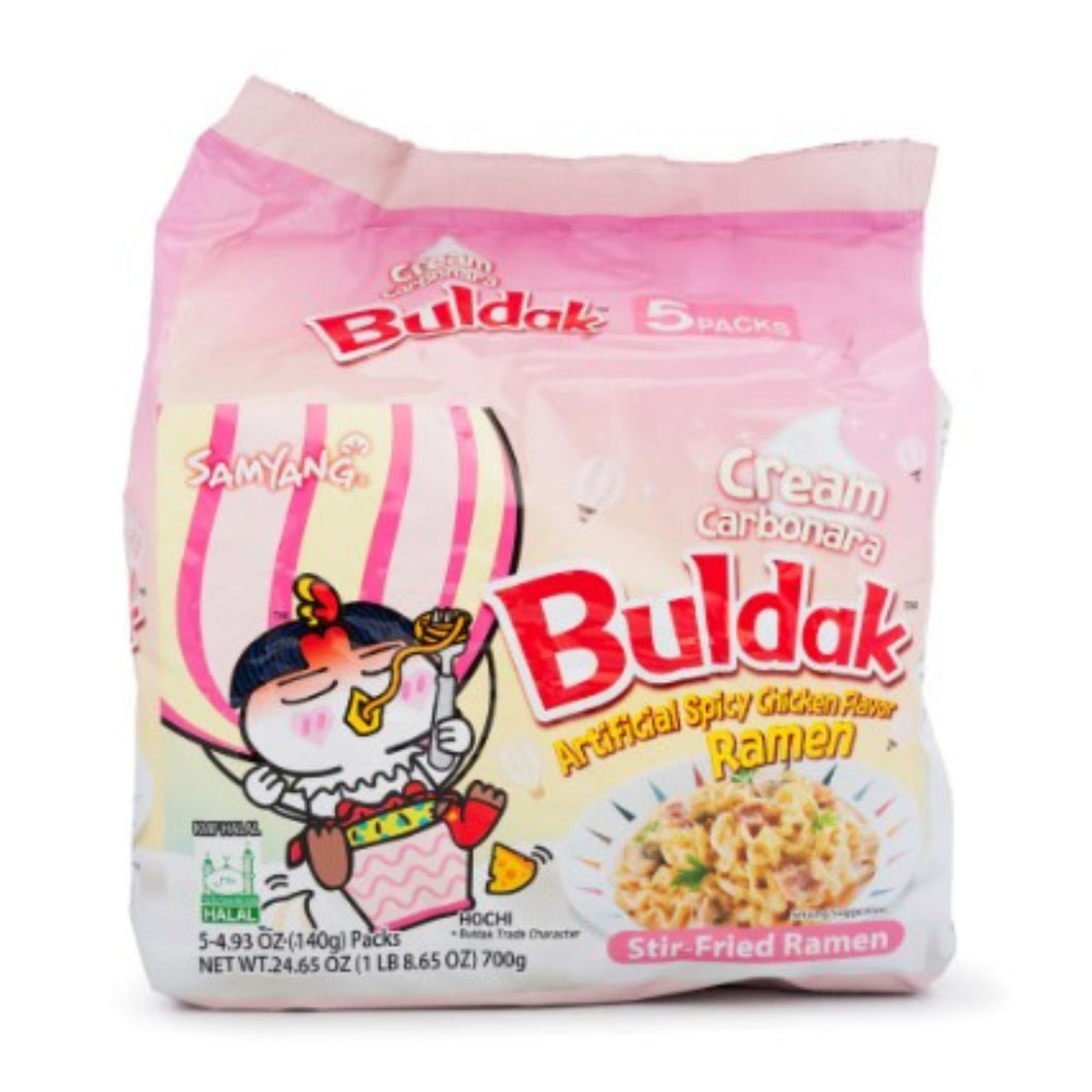 Sopa Instantánea Ramen Coreana Buldak Carbonara Cremosa Picante 5 Bolsas