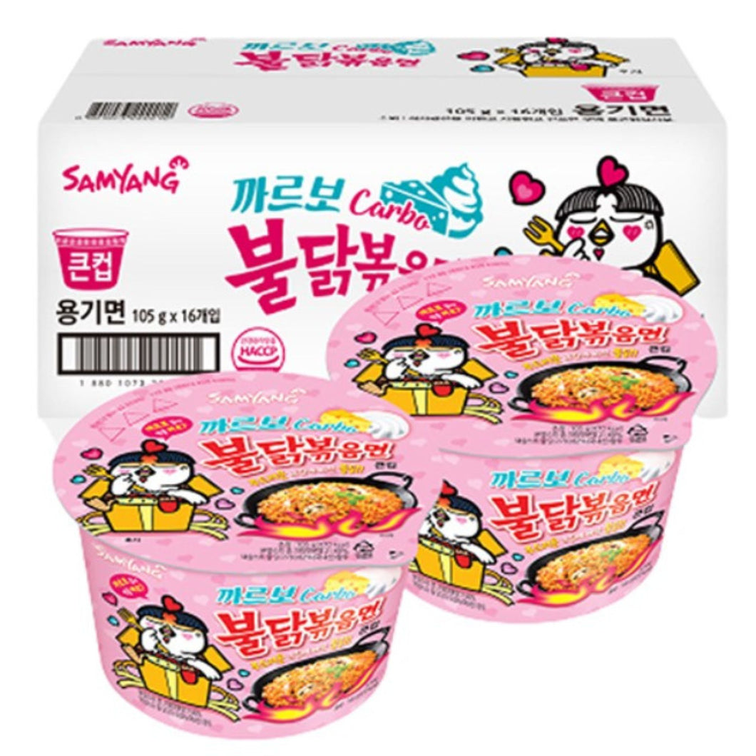 Sopa Instantánea Ramen Coreana Buldak Big Bowl Sabor Carbonara de 16 Vasos