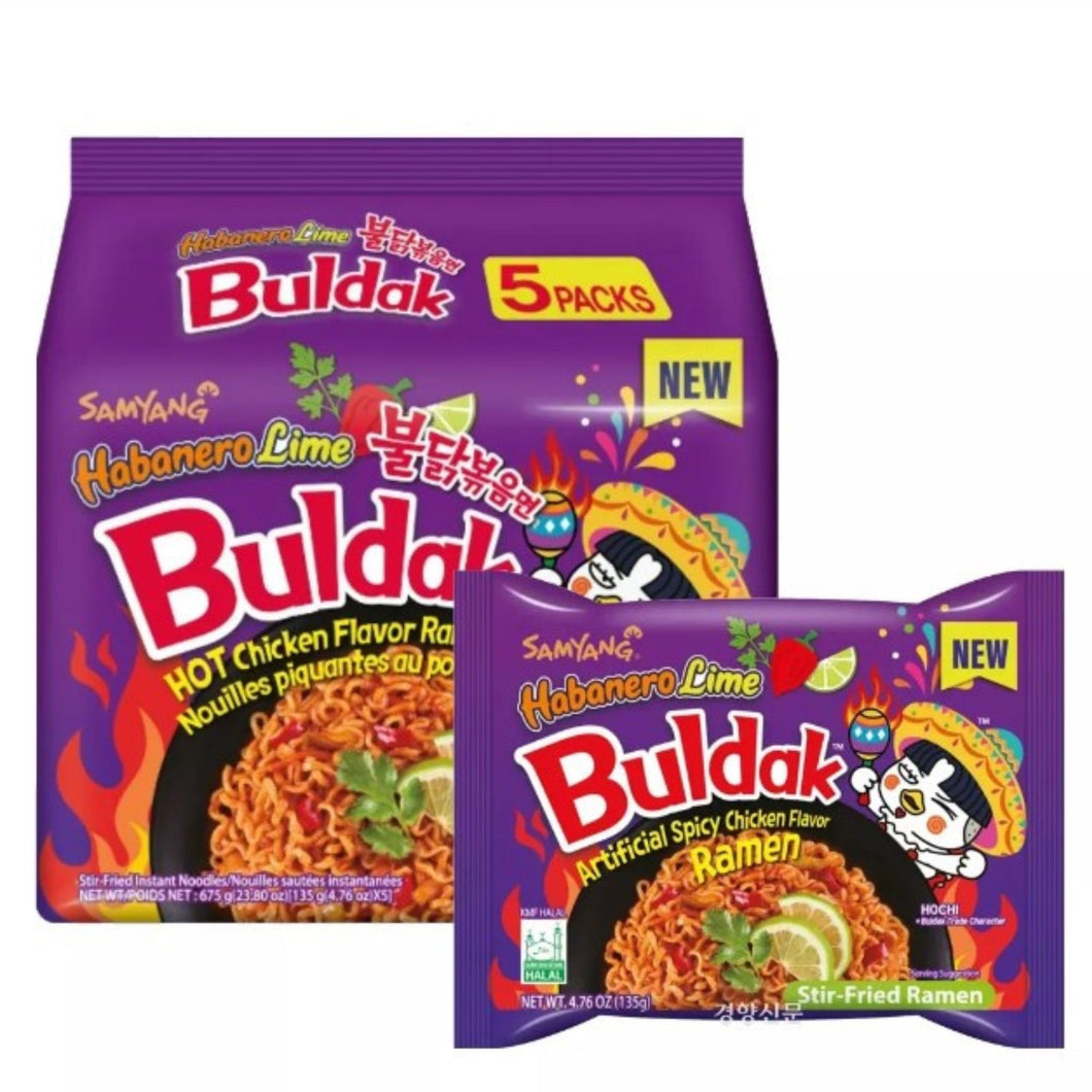 Sopa Instantánea Ramen Coreana Buldak Sabor de Habanero 5 Bolsas