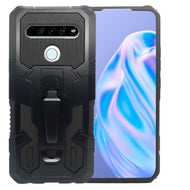 Funda Uso Rudo Para LG K61 Con Soporte Robot Clip Case Más Mica 9D 2pz