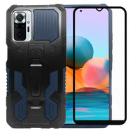 Funda Uso Rudo Para Xiaomi Para Redmi Note 10 / 10 Pro Con Soporte Robot Clip Case Más Mica 9D 2pz