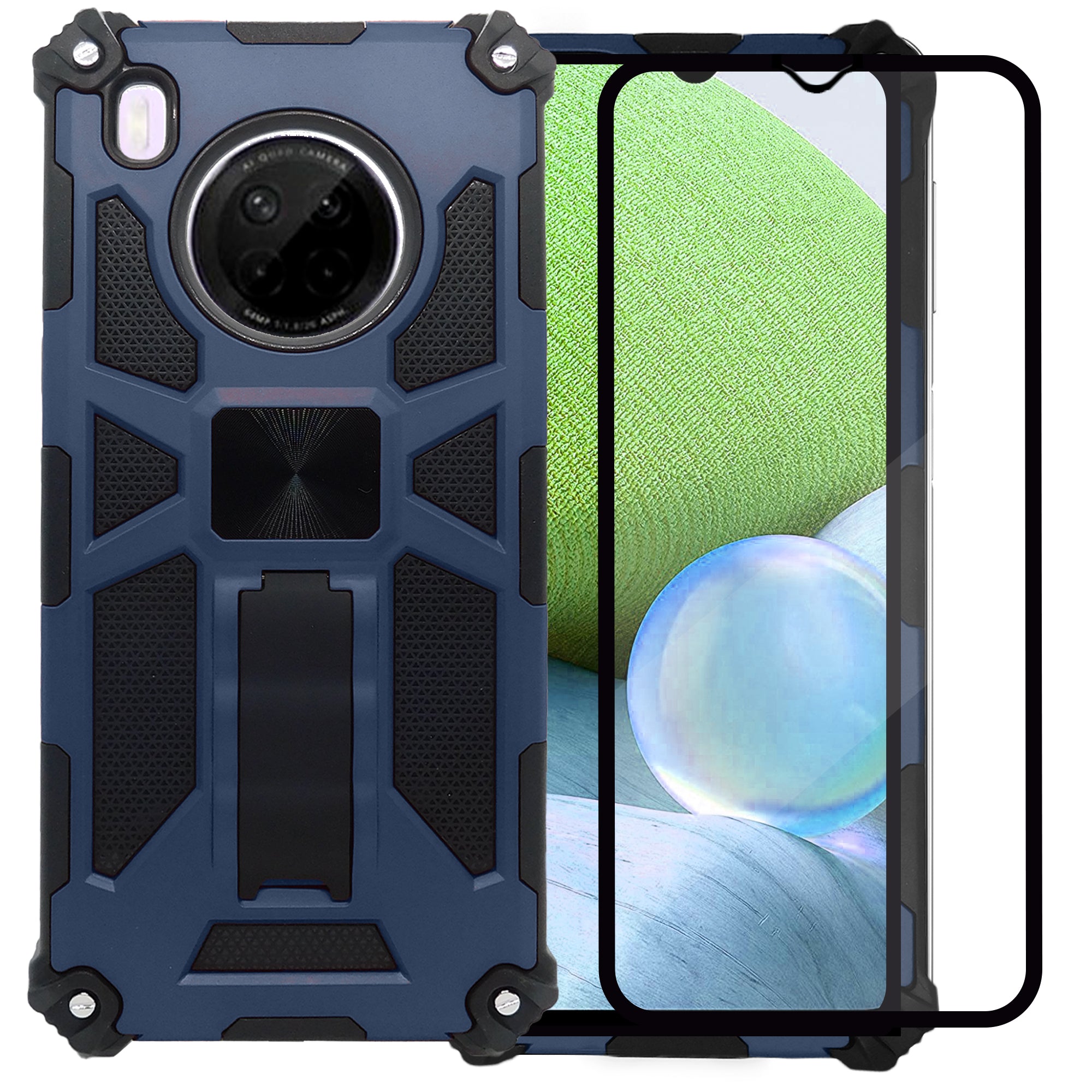 Funda De Uso Rudo Doble Capa Color Azul Para Oppo A52/A72 Rugged Robot Con  Soporte Más Mica 9d