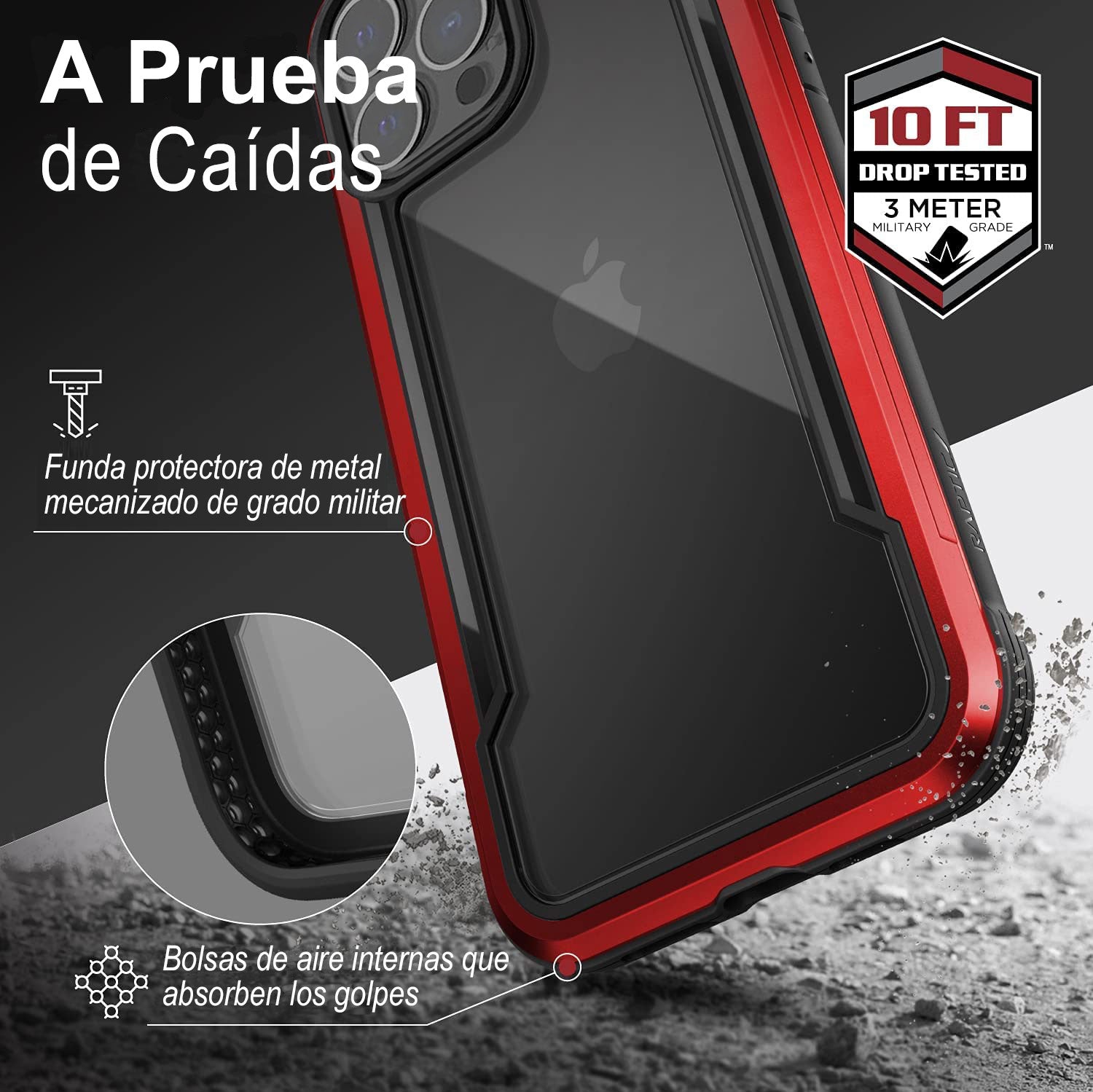 Funda Raptic Shield Pro De Uso Rudo Color Rojo Para Iphone 13 Pro Max